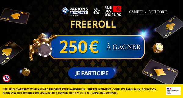 Exclu RDJ freeroll 250e à gagner avec ParionsSport Poker